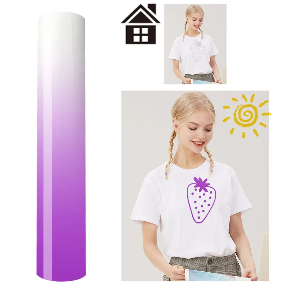 Sunlight-Sensing HTV Iron on Vinyl Pattern DIY T-Shirt Hat For Cut or Silhouette Cameo