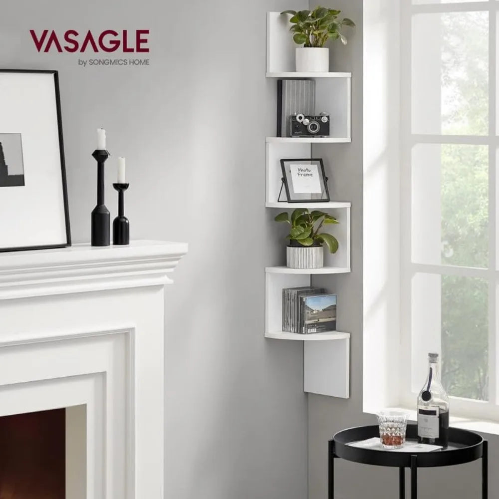 5-Tier Floating Corner Shelf, Wall Mounted Storage