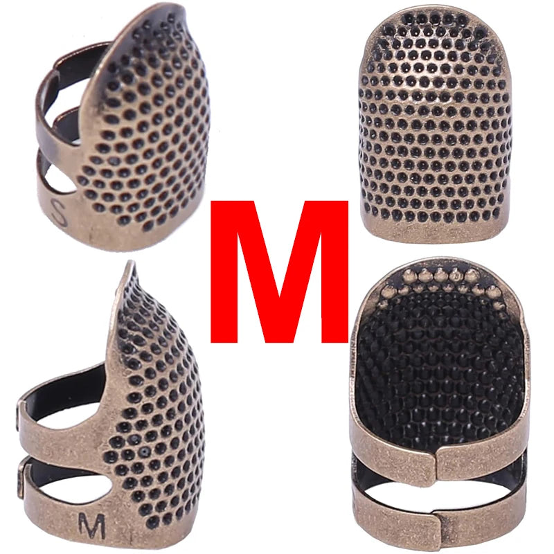 Metal Adjustable Sewing Thimble Sewing Finger Protection Cover Thimbles Cap Shield Ring Fingertip DIY Sewing Embroidery Tools