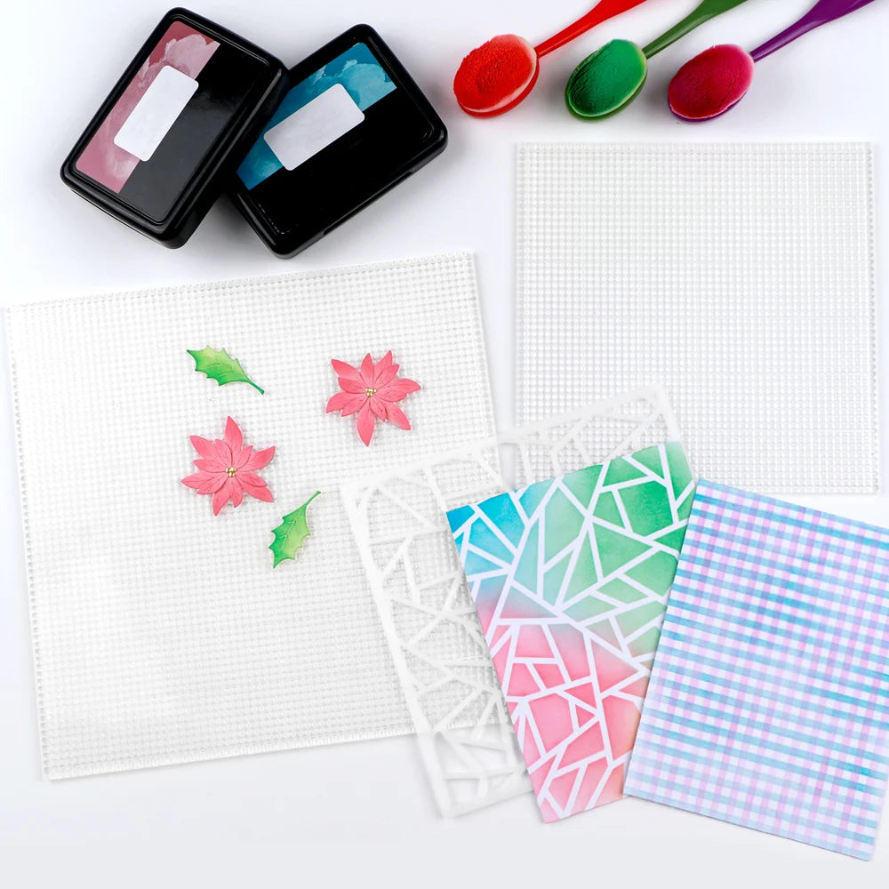 1pc Clear Photopolymer Craft Low Tacky Mat with Etched Grid Low Tack Sticky Mat for DIY Layered Stamping Paper Ink Project