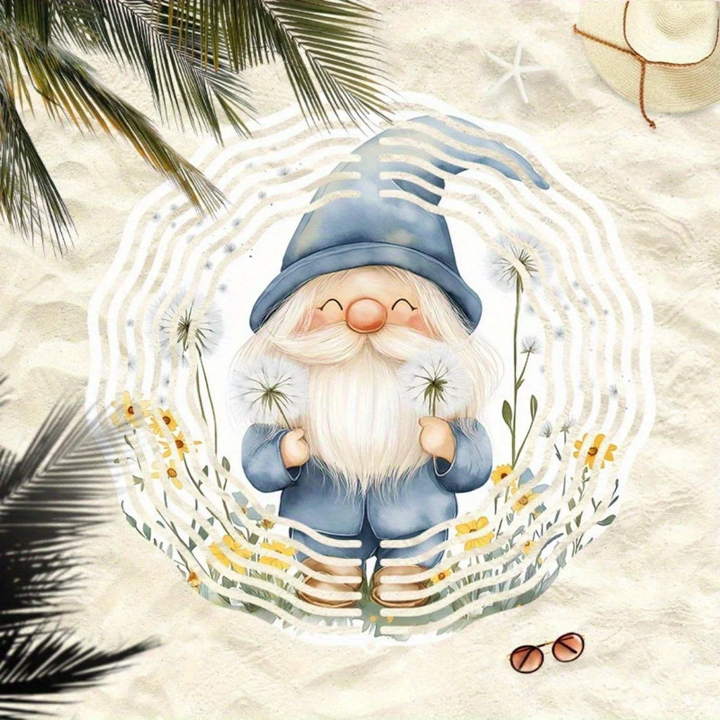 Metal Wind Chime (Rotating Flower Gnome Design) | Outdoor Garden/Yard Decor