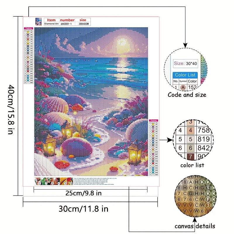 1-piece DIY seaside landscape pattern full diamond art