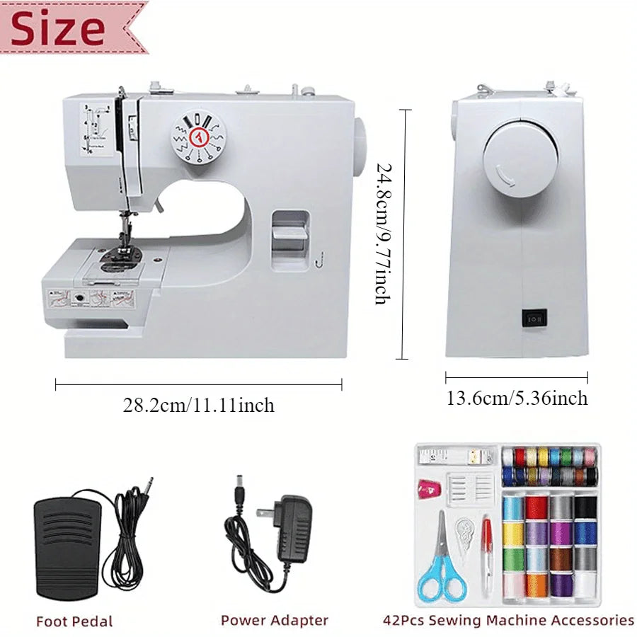 Mini Electric Sewing Machine with Foot Pedal and 42-Piece Sewing Kit
