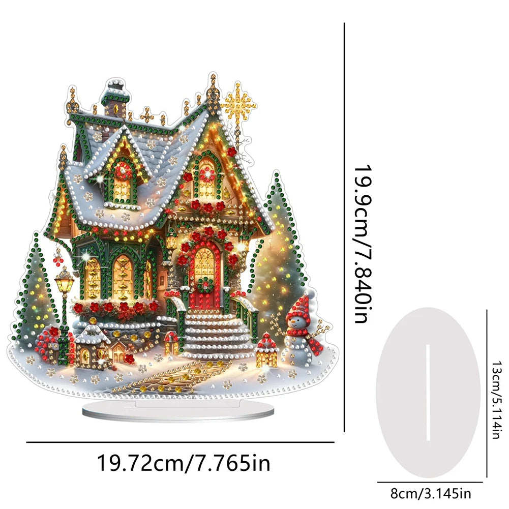 Acrylic Christmas House Colorful Light House Diamond Painting Tabletop Ornaments Kit 5D DIY Diamond Art Tabletop Decorations