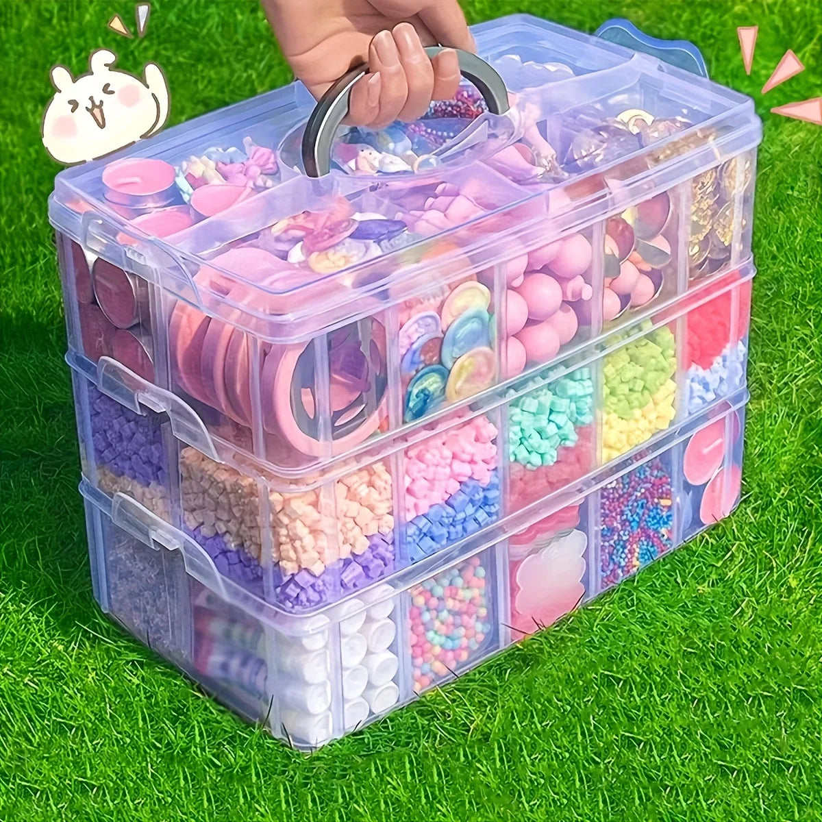 3-layer 18 Compartment Transparent Storage Box, can rearrange compartments