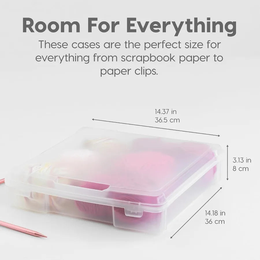 IRIS 12 x 12 Thick Portable Plastic Scrapbook Paper Storage Cases Organizers with Builtin Handle