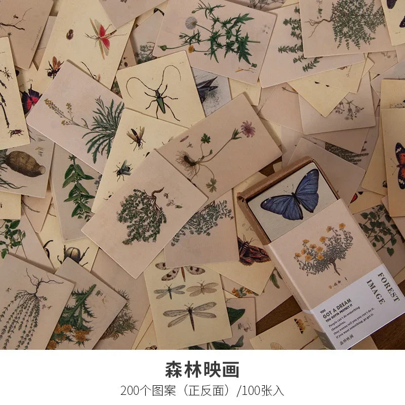 100Pcs Vintage Book Collection Kraft Paper Mini