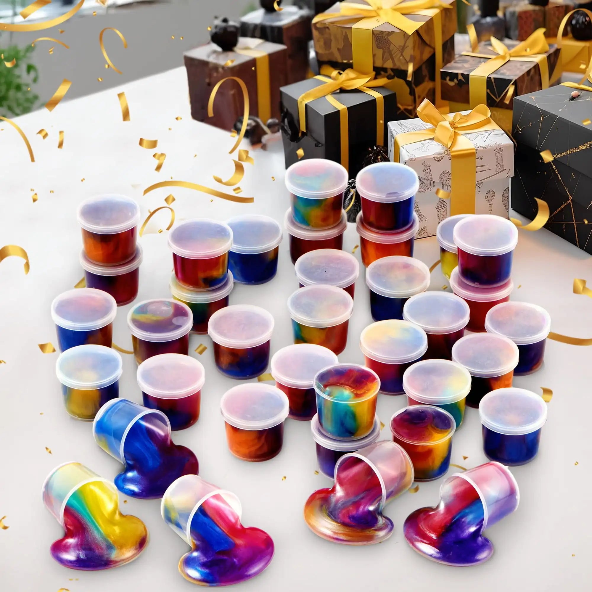 Joyfy 36 Pcs Galaxy Slime Cup Party Favors Stretchy Non-Sticky Safe for Classroom Reward Birthday Party Supplies