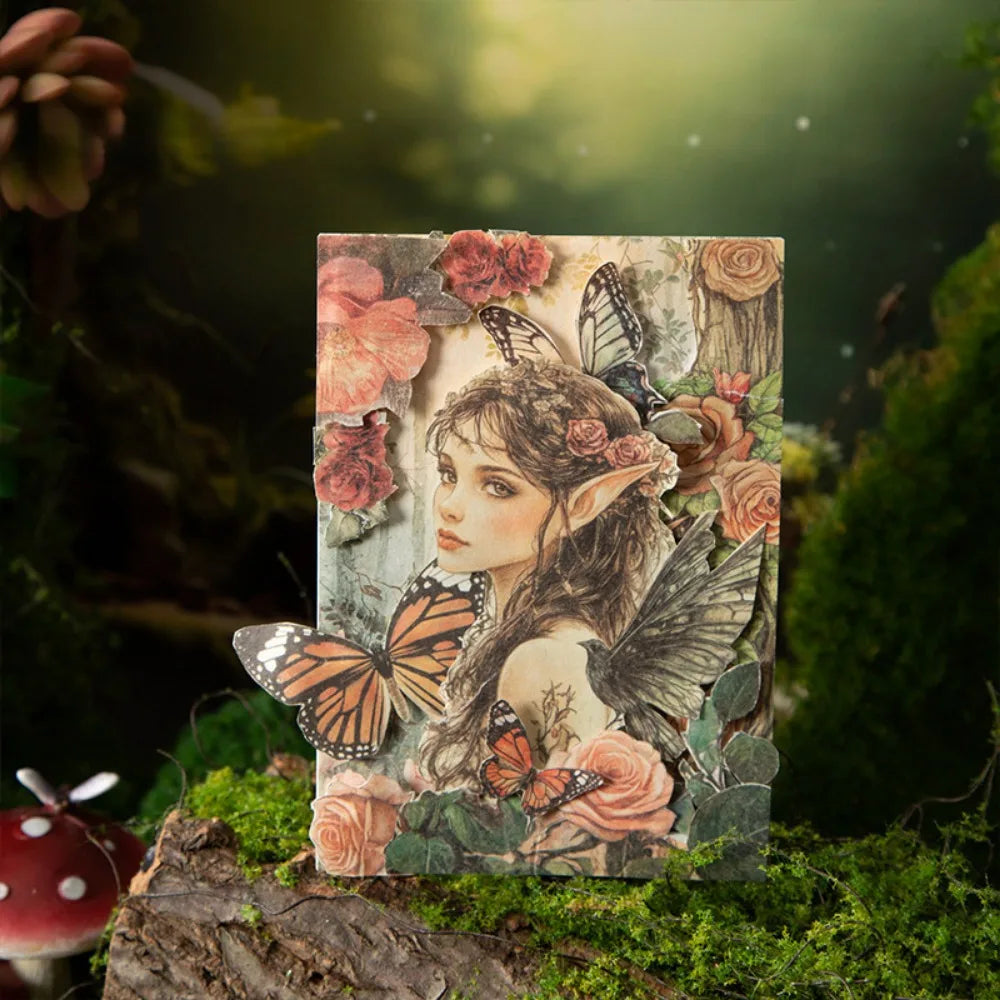 180pcs Fairy Tale Scrapbook Paper, 6 Styles Vintage Background Pages ,storybook theme