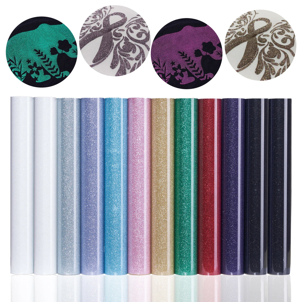 Glitter 3D Puffs Heat Transfer Vinyl 12”x 10” Puffs Heat Transfer Vinyl Multi-Colour Mix for DIY T-Shirt Heat Transfer Iron-On