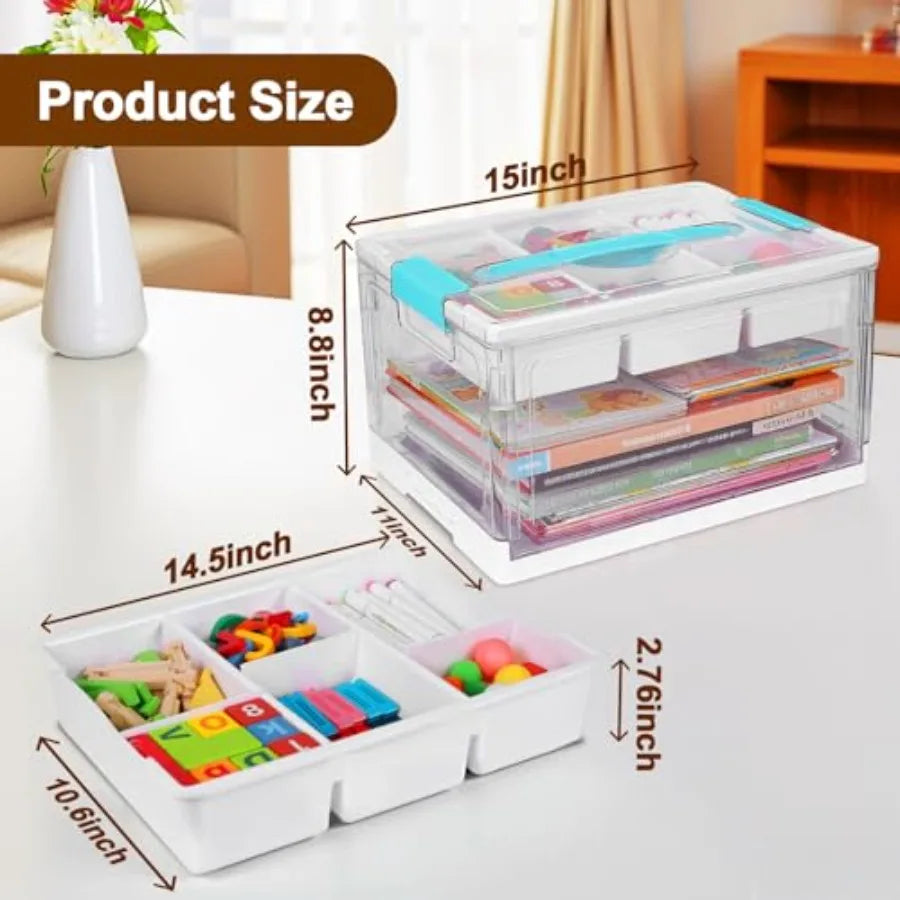 24QT Large Plastic Craft Organizers and Removable Tray and dividers