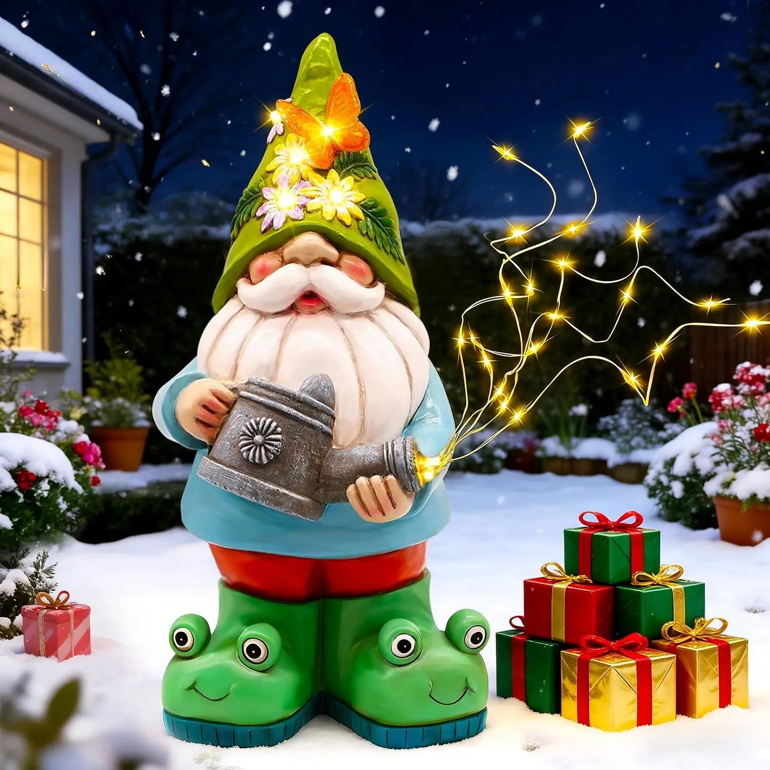 Solar Garden Gnome with LED Lights