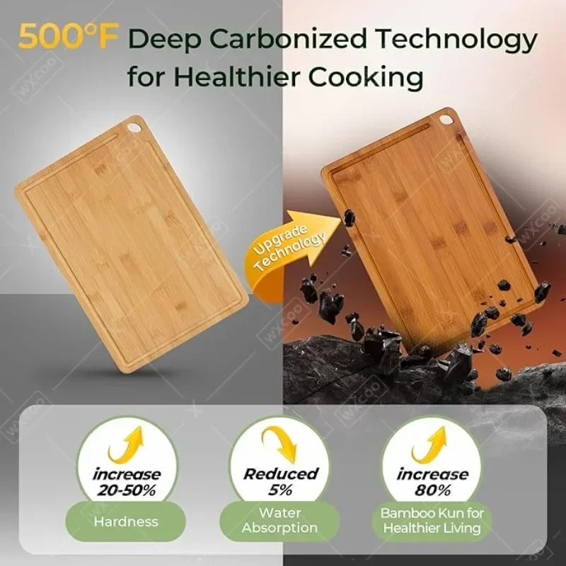 3PCS Bamboo Cutting Board Solid Wood Non-slip