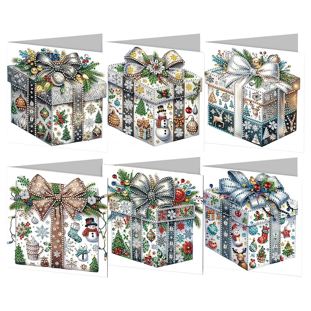 6/12pc DIY Diamond Painting Kits Greeting Card New 2024 Christmas Festival Card Diamond Daily Wish Card Gifts for Family Friends