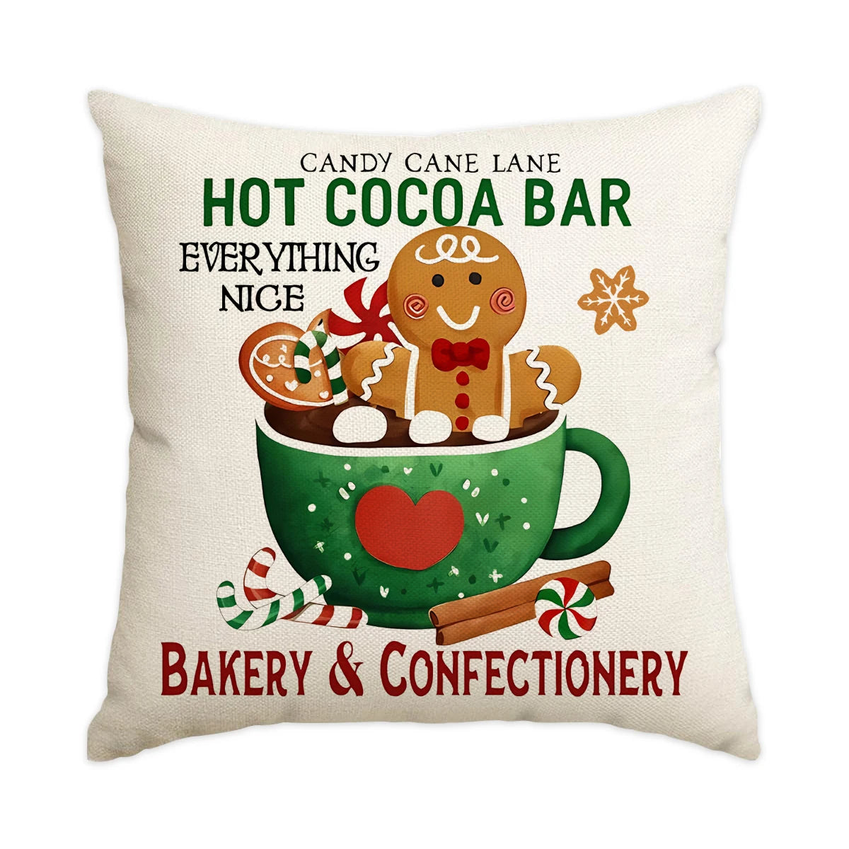 1/4pcs red Christmas pillowcases,  gingerbread bakery design