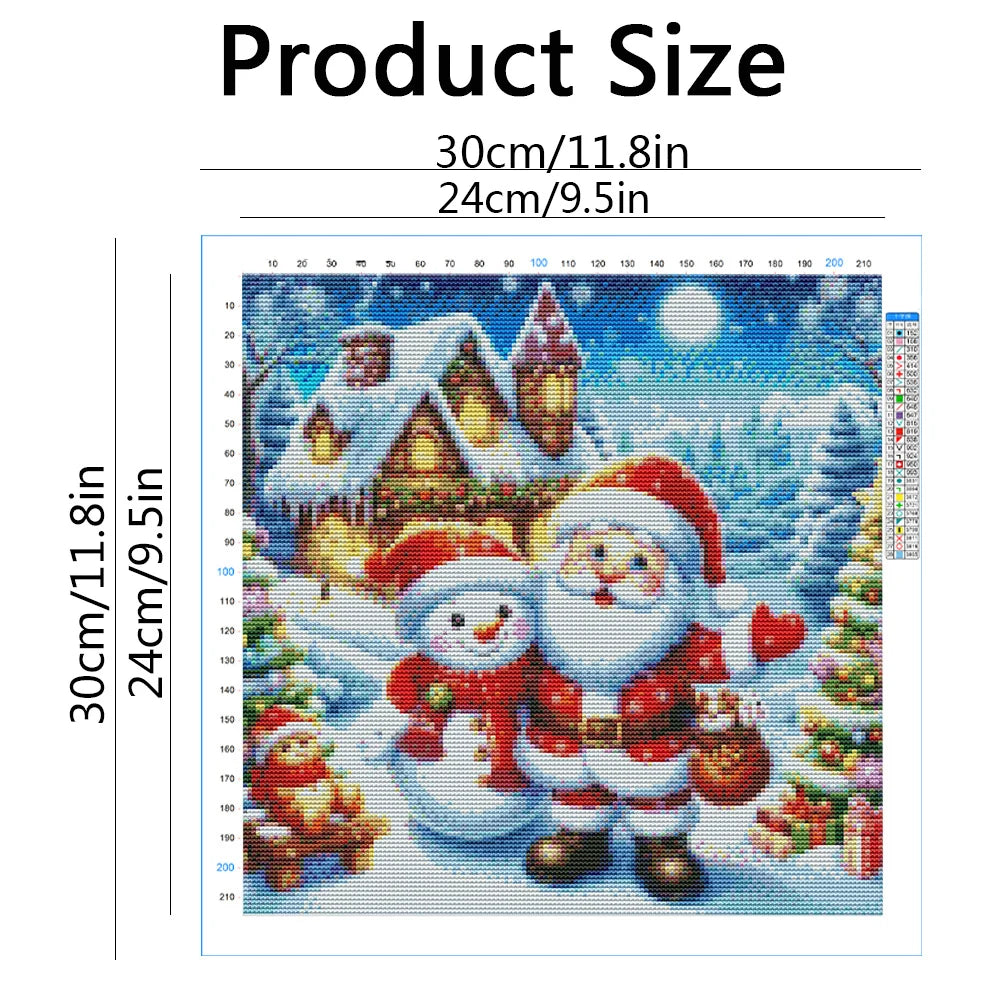 Huacan DIY Embroidery Santa Claus Complete Kit 5D Cross Stitch Landscape Snowman Winter Unique Christmas Gift Modern Home Decor