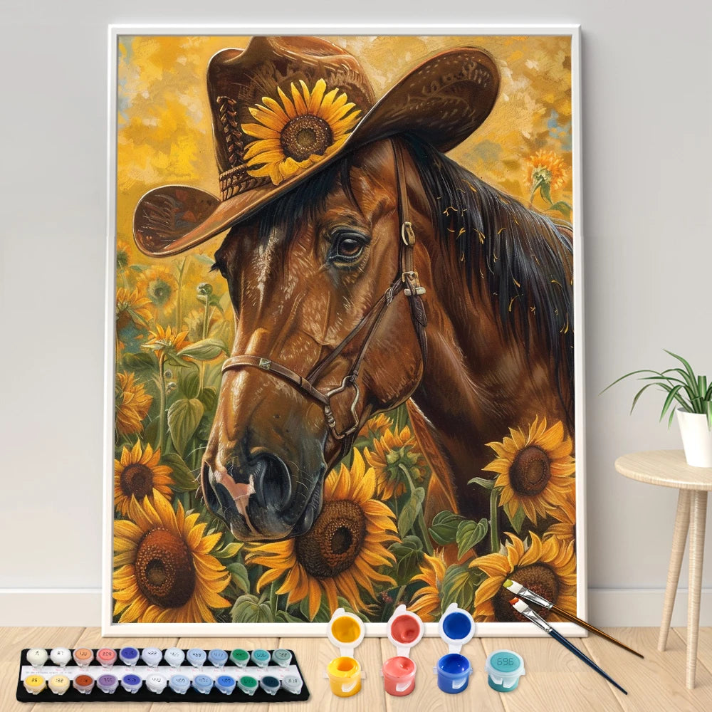Painting By Numbers Galloping Horse Flower Animals Adult Acrylic Kit Seascape